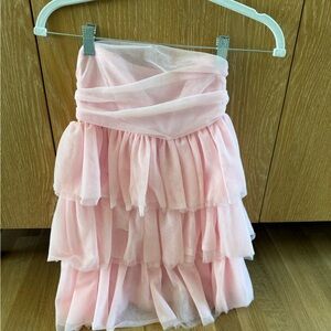 Beginning Boutique Soft Pink Tiered Mini Skirt